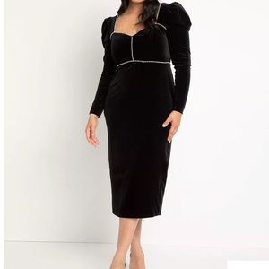 ELOQUII PEARL DETAIL VELVET DRESS SIZE 18